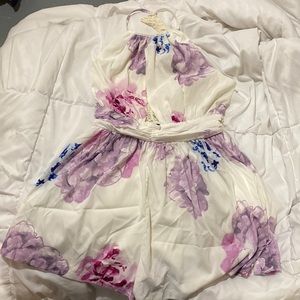 Cute one piece with slit in front and lace in back